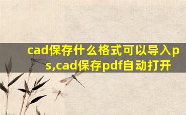 cad保存什么格式可以导入ps,cad保存pdf自动打开